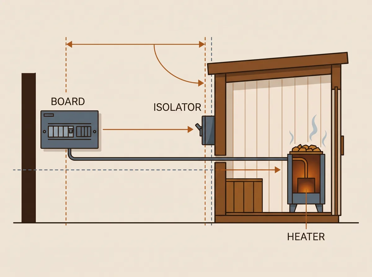 Dedicated sauna circuit from consumer unit to heater