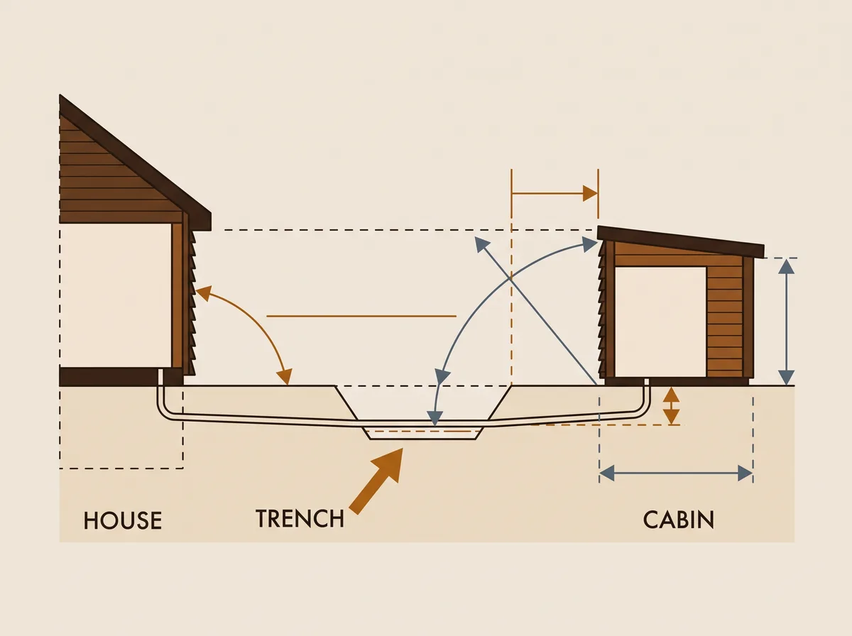 Armoured cable run from house to garden sauna