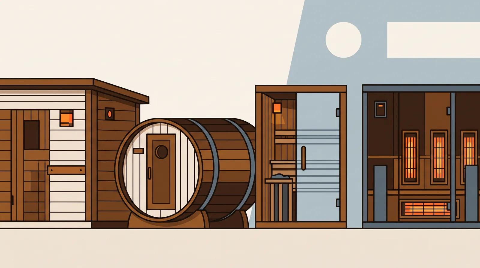Six decision paths branching from a single cabin shape