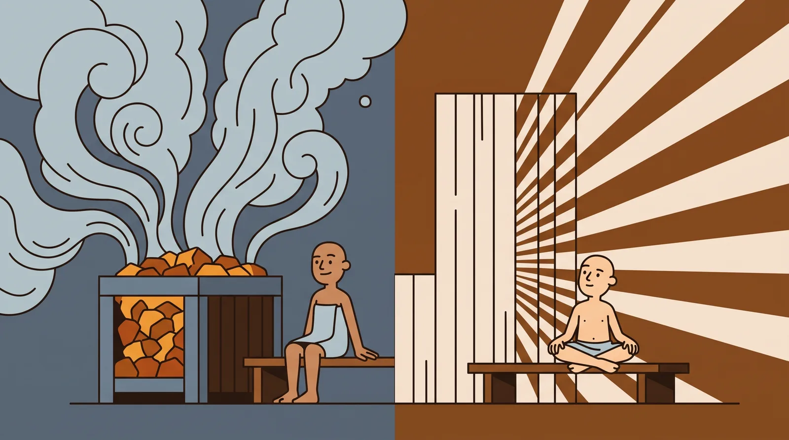 Two heat sources shown side by side as flat shapes