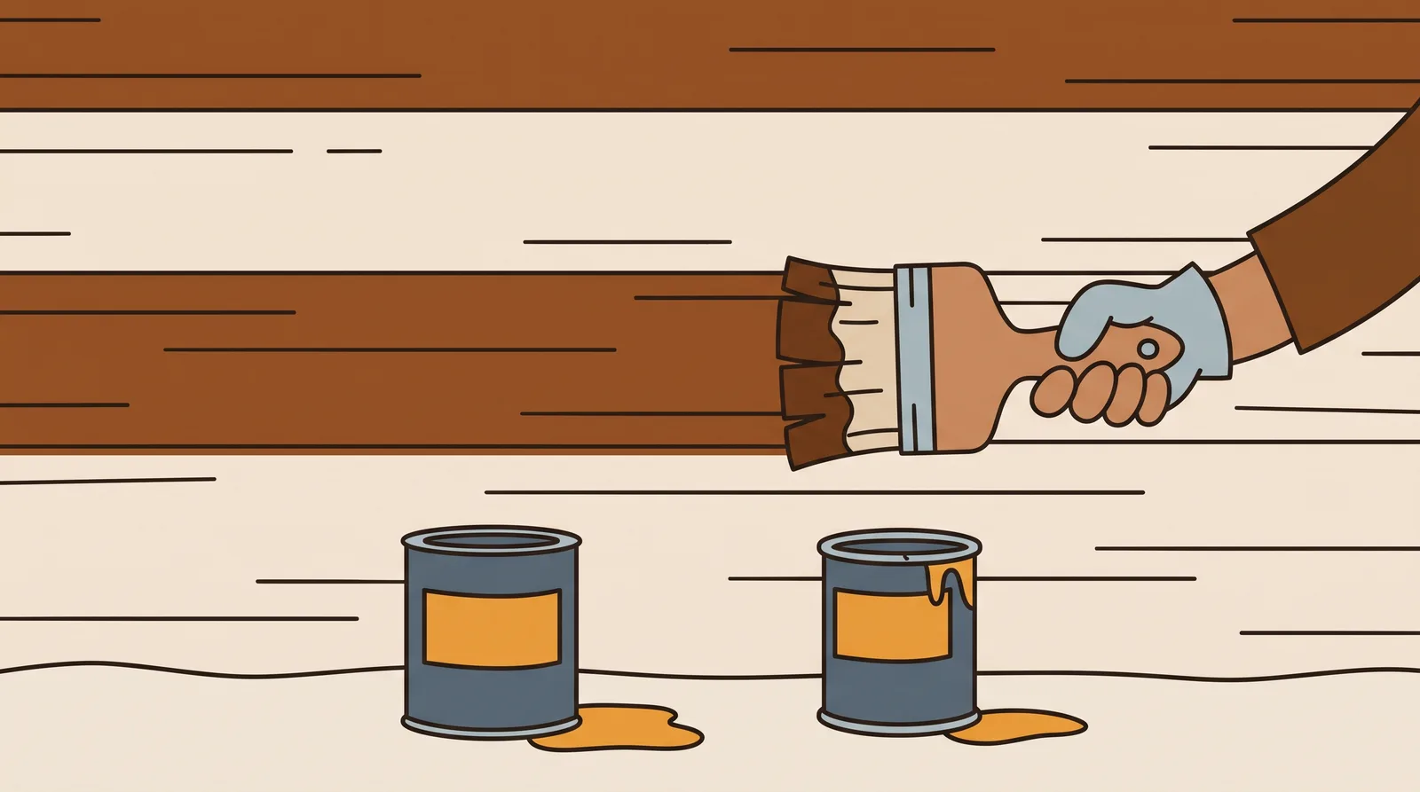 A timber cabin exterior being treated with wood oil