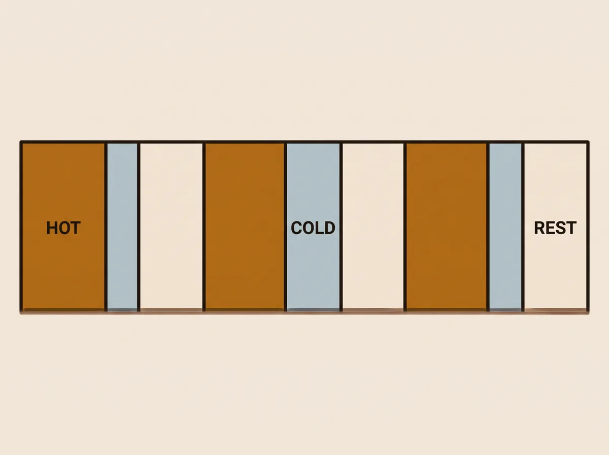 Hot, cold and rest phases across three rounds