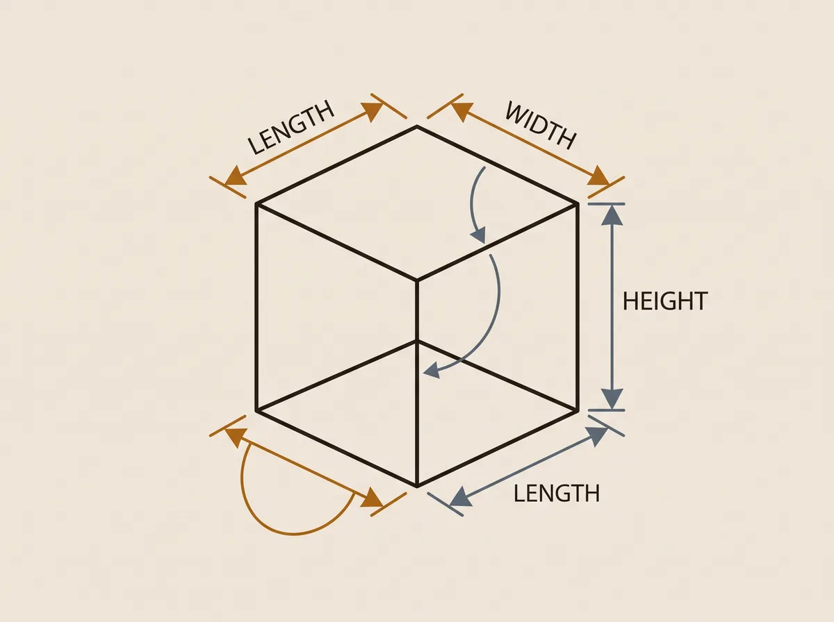 Cabin volume calculated from length, width and height