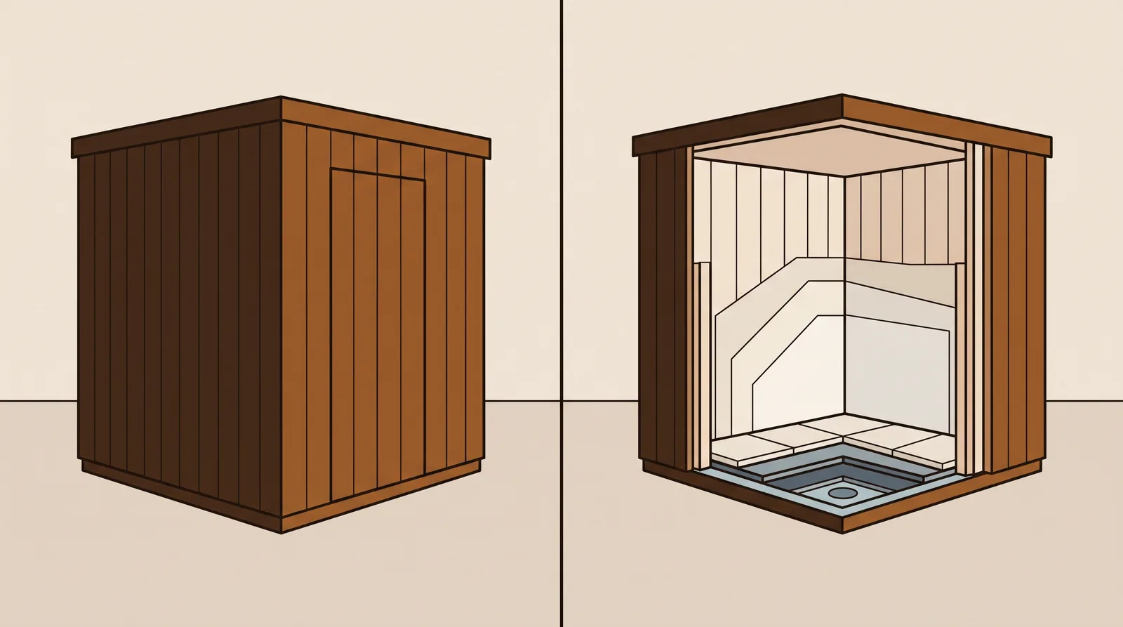 A delivered cabin compared with a tanked steam enclosure