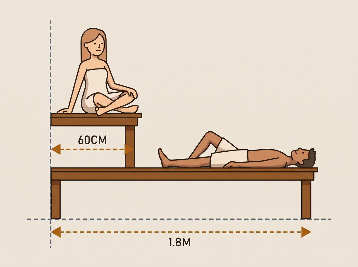 Bench length needed for seated and lying positions